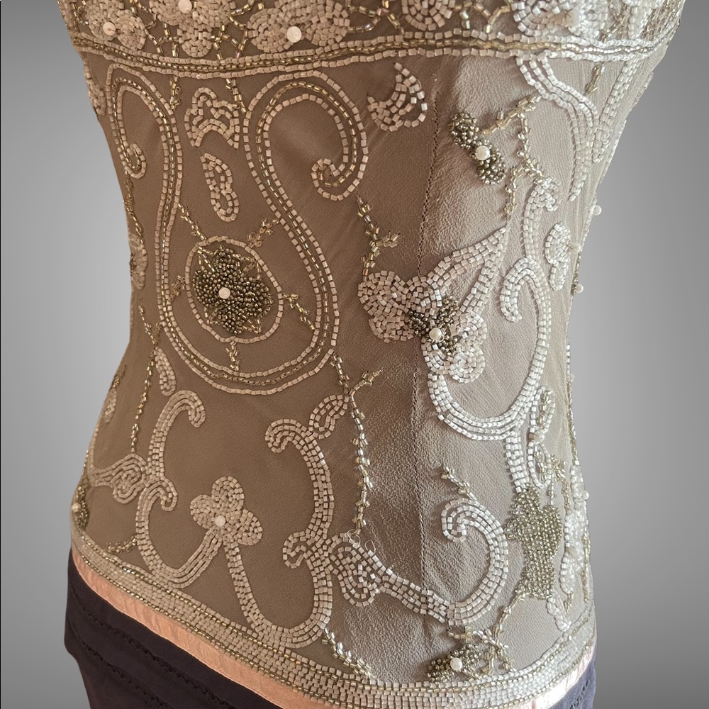 Vintage Cache Beaded/Sequined Silk Dress